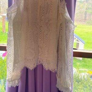 White lace cold shoulder top